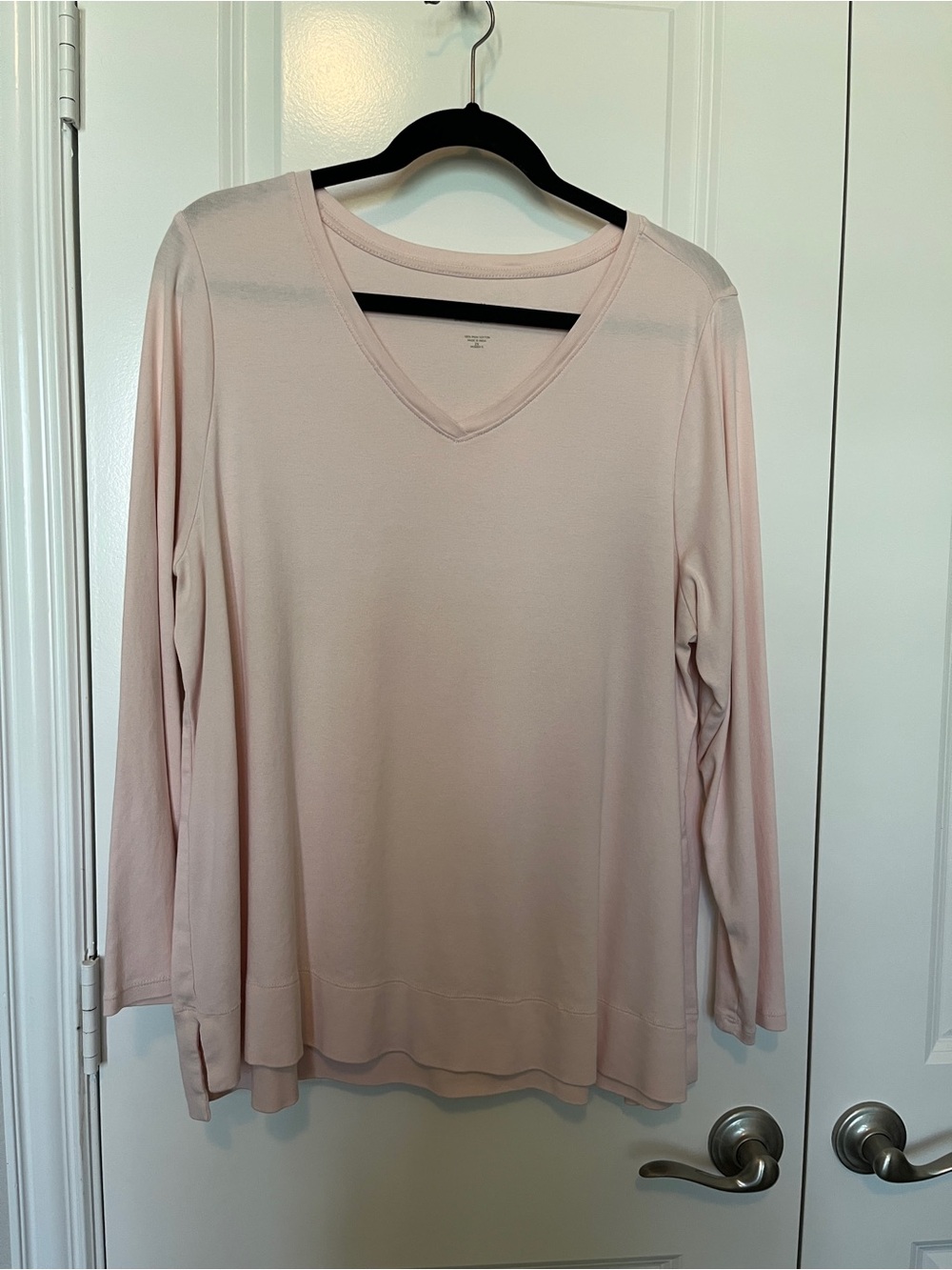 J. Jill Blush Pink Pima V-Neck Long Sleeve Tee